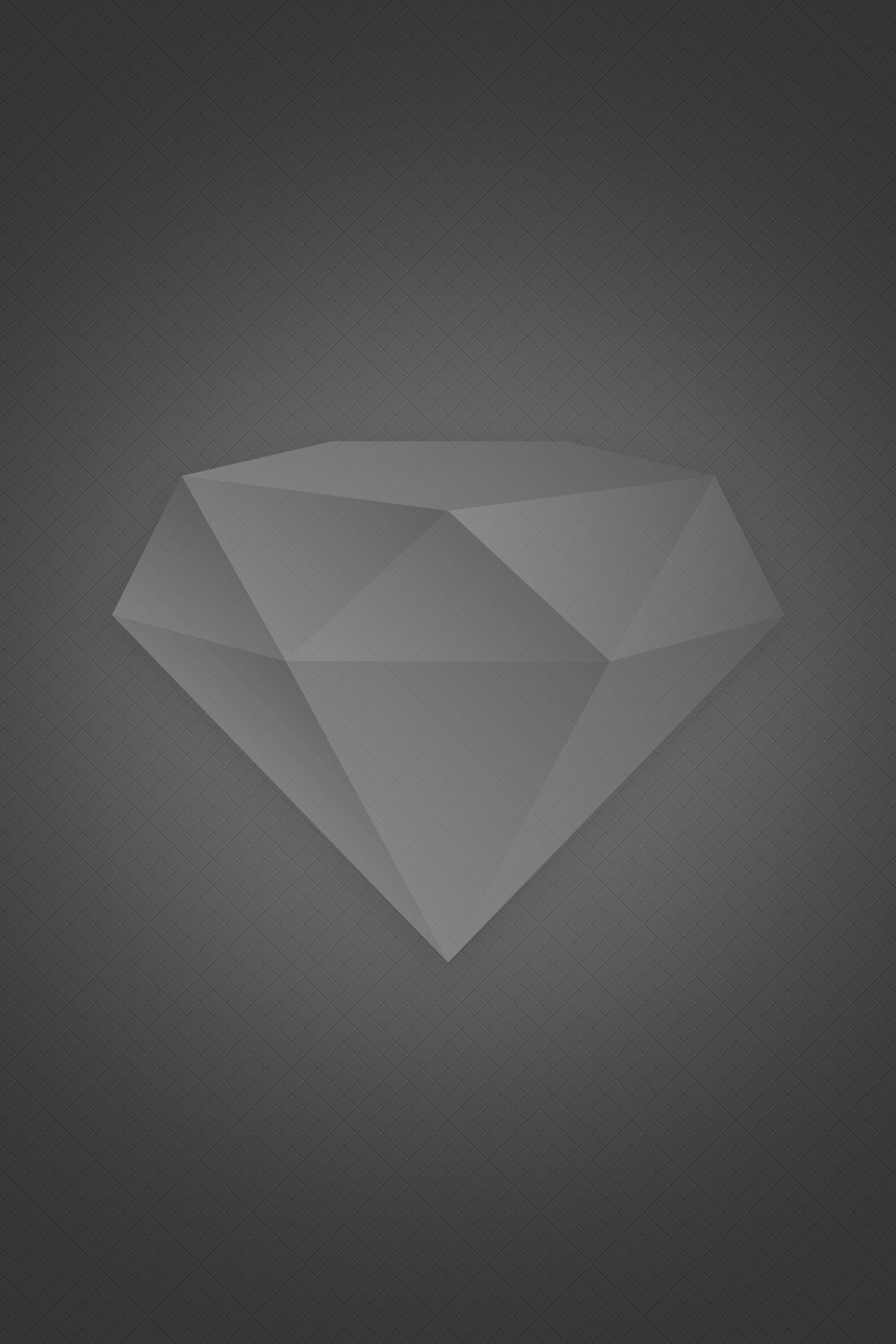Gray faceted diamond icon on dark background